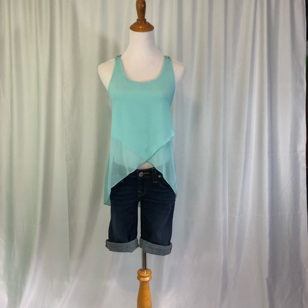 Cris Cross Gold Hardware Racerback Chiffon Top